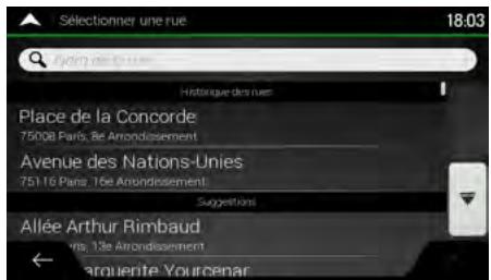 CLARION NX405EC - Saisir une adresse en commençant avec le nom de la rue - 8