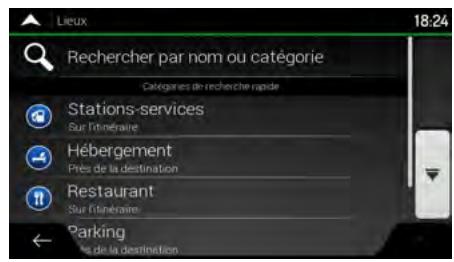 CLARION NX405EC - Utiliser les catégories de recherche rapide - 1