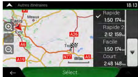 CLARION NX405EC - Sélection d'un autre itinéraire pour un itinéraire existant - 7