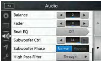 CLARION NX405EC - Menu de configuration audio - 1
