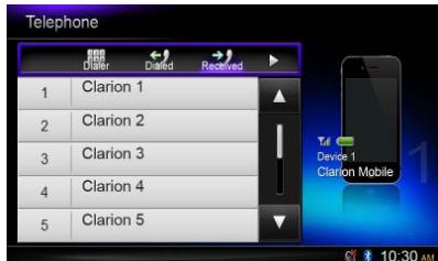 CLARION NX502ETRK - Historique des appeals réalisés, reçus ou en absence - 1