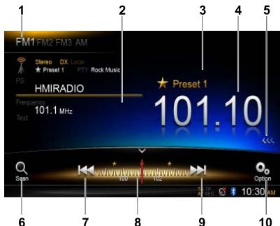 CLARION NX502ETRK - Menu d'écoute de la radio - 1
