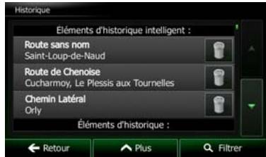 CLARION NX502ETRK - Sélectionner une destination récente à partir de l'histoire - 5