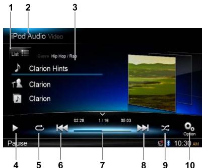 CLARION NX502ETRK - Accès au mode ipod - 1