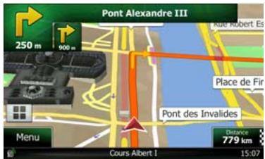 CLARION NX502ETRK - Présentation du virage et prochaine rue - 1