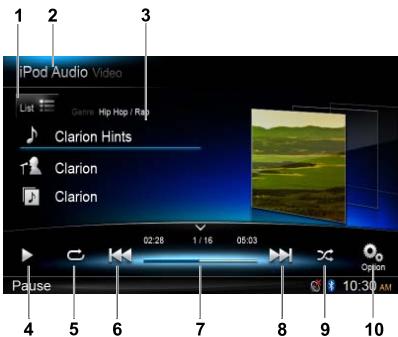 CLARION NX702E - Accès au mode ipod - 1