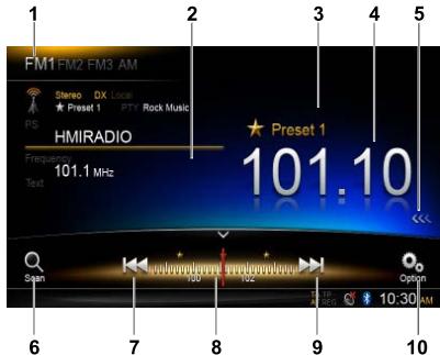 CLARION NX702E - Menu d'écoute de la radio - 1