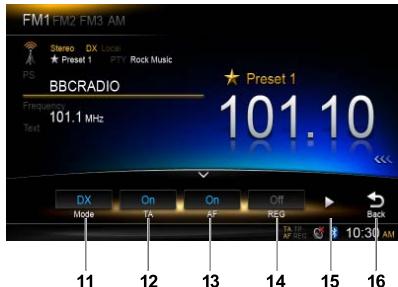 CLARION NX702E - Menu d'écoute de la radio - 2