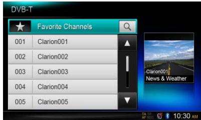CLARION NX702E - Accès à la liste des canaux favoris - 1