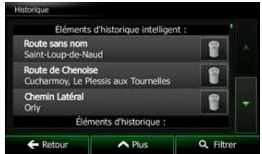 CLARION NX702E - Sélectionner une destination récente à partir de l'histoire - 5