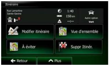 CLARION NX702E - Vérification des autres itinéraires pour un itinéraire existant - 2