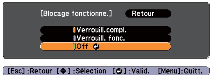 EPSON EB 1761W - Sélectionnez Blocage fonctionne. dans Réglage. - 2