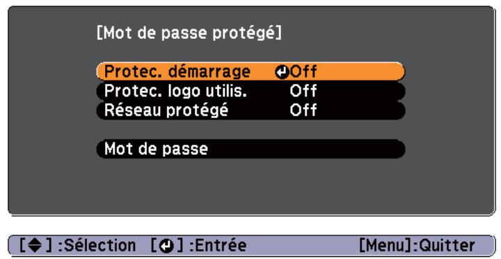 EPSON EB 1761W - Réglage de la fonction Mot de passage protégé - 4