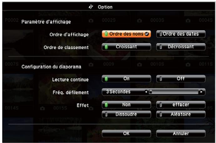 EPSON EB 1761W - Paramètres d'affichage des fichiers image et paramètres de fonctionnement du Diaporama - 1