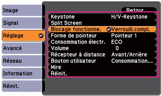 EPSON EB 1761W - Sélectionnez un élément secondaire de menu. - 2