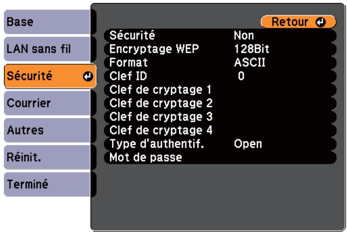 EPSON EB 1761W - Menu Sécurité - 1