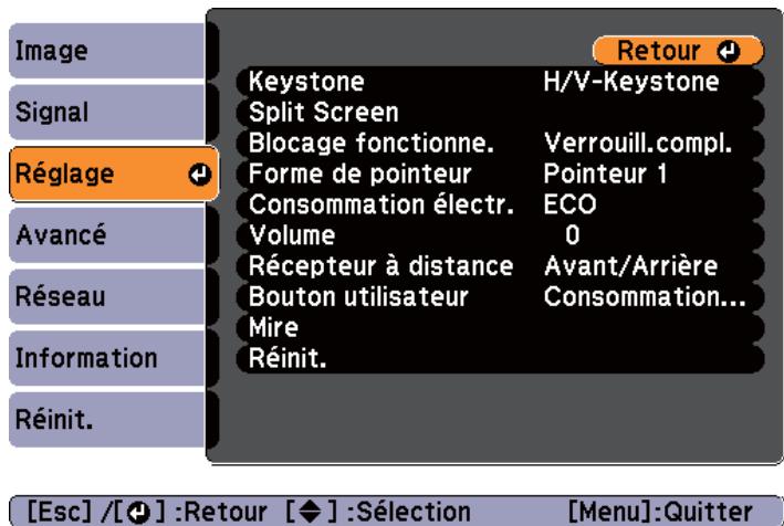 EPSON EB 1761W - Menu Réglage - 1