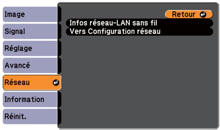 EPSON EB 1761W - Menu Réseau (EB-1776W/EB-1771W/EB-1761W uniquement) - 1