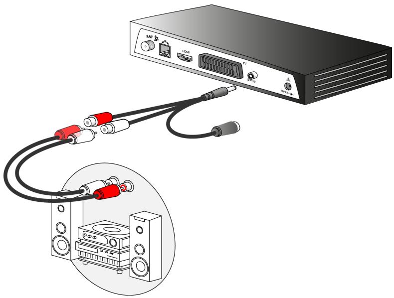 SAGEMCOM DS81 HD TNTSAT - Raccorder un amplificateur équipé de prises audio gauche/droite (chaine Hi-Fi) - 1