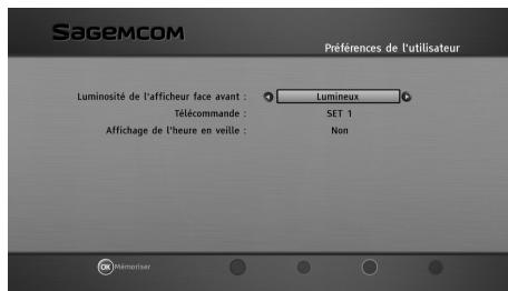 SAGEMCOM PACK BPRSI88-250 HD TNTSAT - Preférences de l'utilisateur - 1