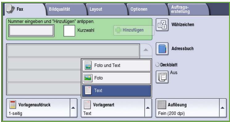 XEROX COLORQUBE 9201 9202 9203 - Vorlagenart - 1