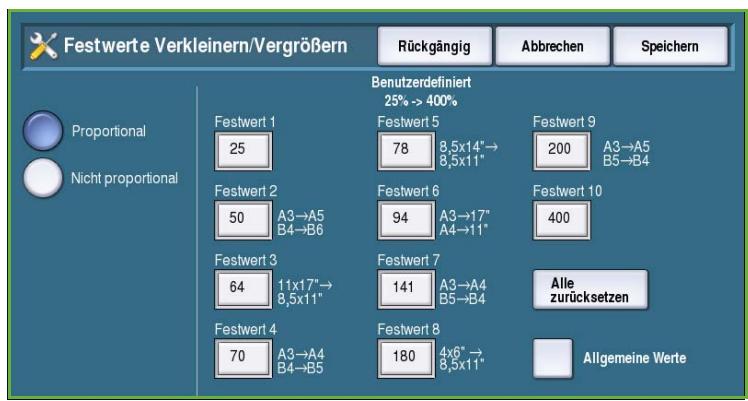 XEROX COLORQUBE 9201 9202 9203 - Festwerte Verkleinern/Vergroßern - 1