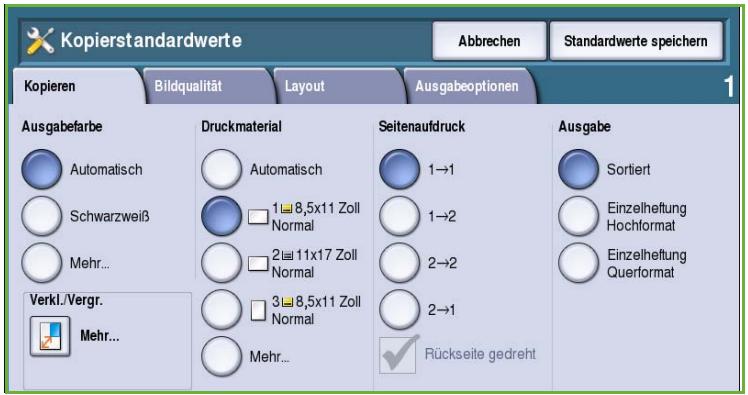 XEROX COLORQUBE 9201 9202 9203 - Funktionssstandardwerte (Kopierstandardwerte) - 1