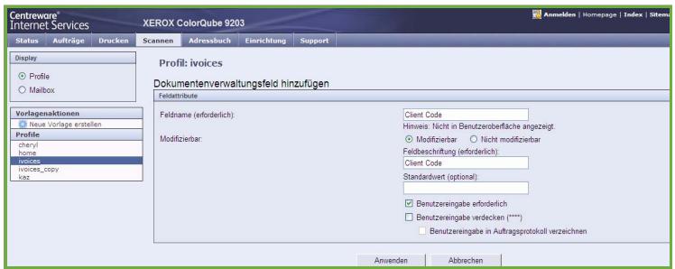 XEROX COLORQUBE 9201 9202 9203 - Dokumentenverwaltungsfelder - 1