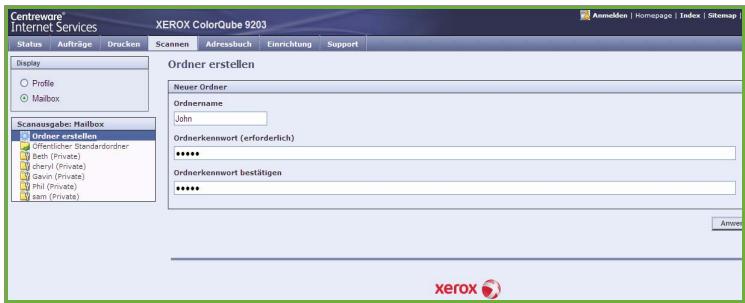 XEROX COLORQUBE 9201 9202 9203 - Erstellen eines privaten Ordners - 2