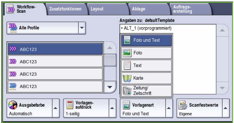 XEROX COLORQUBE 9201 9202 9203 - Vorlagenart - 1