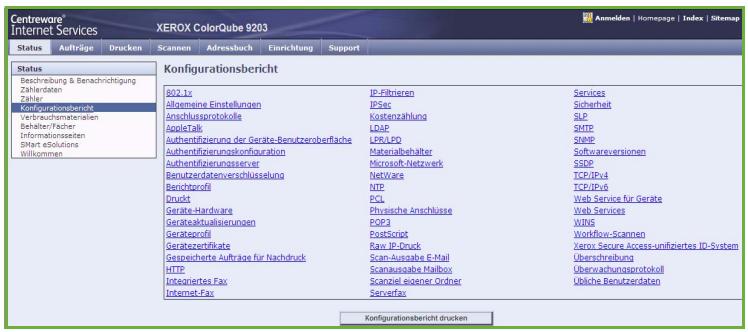 XEROX COLORQUBE 9201 9202 9203 - Konfigurationsbericht - 1