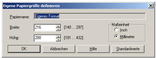 XEROX PHASER EX7750 - EIGENE SEITENGROSSE IM WINDOWS PCL-DRUCKERTREIBER FESTLEGEN - 2
