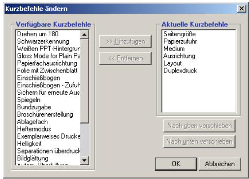 XEROX PHASER EX7750 - BEREICH, KURZBEFEHLE" ANPASSEN - 1