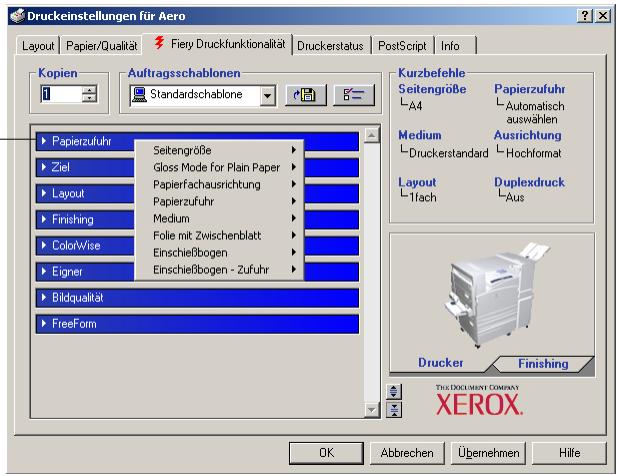 XEROX PHASER EX7750 - OHNE ÖFFNEN DER EINBLENDFENSTER AUF DRUCKPTIONEN ZUGREIFEN - 1