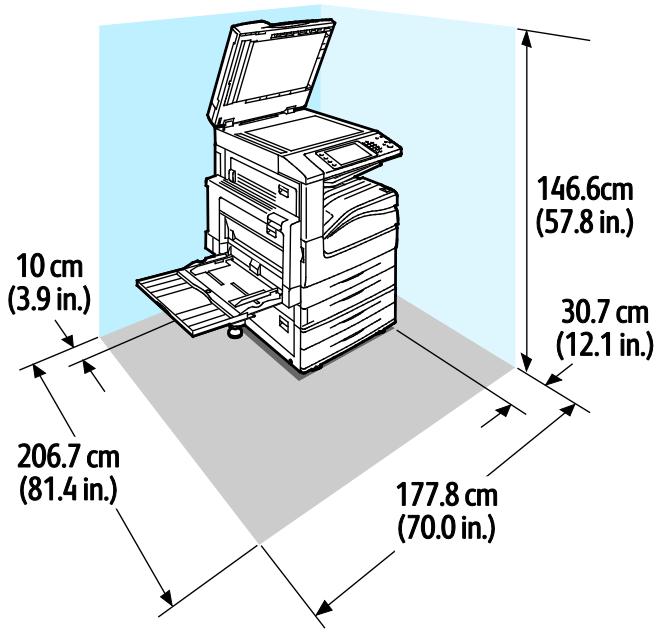 XEROX WORKCENTRE 7220 7225 - Espace de dégagement requis - 1