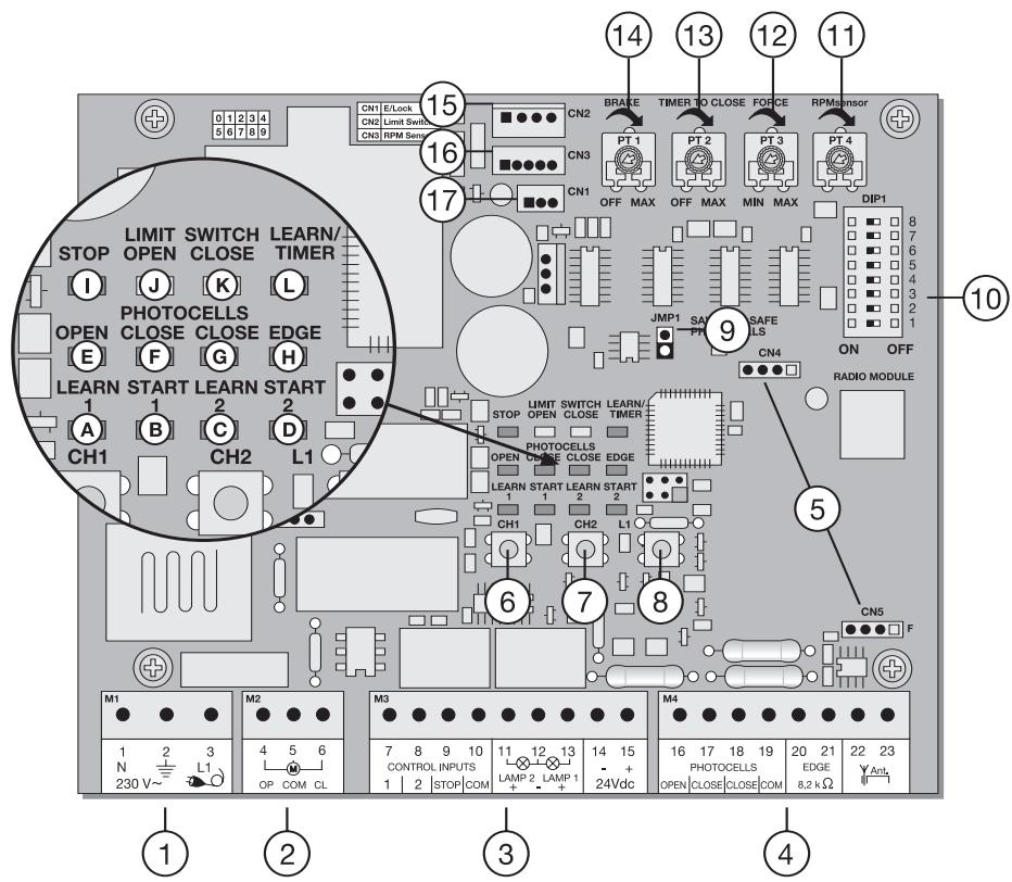 CHAMBERLAIN TPD500 - CONEXão INTERRUPTORES DE FIM DE CURSO - 2