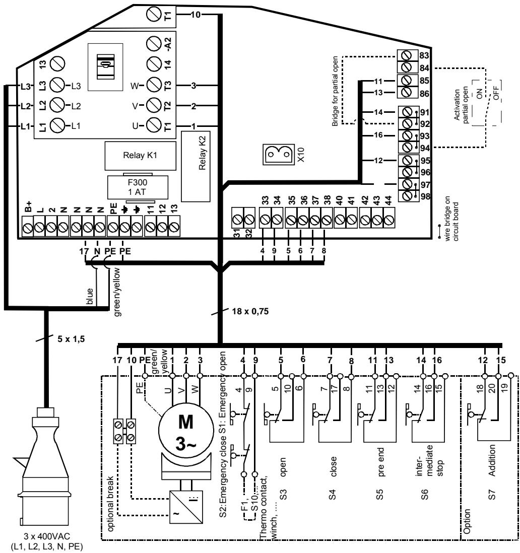 CHAMBERLAIN TST-2 - Appendix B: Wiring of motor and end switches (connection example 1) - 1