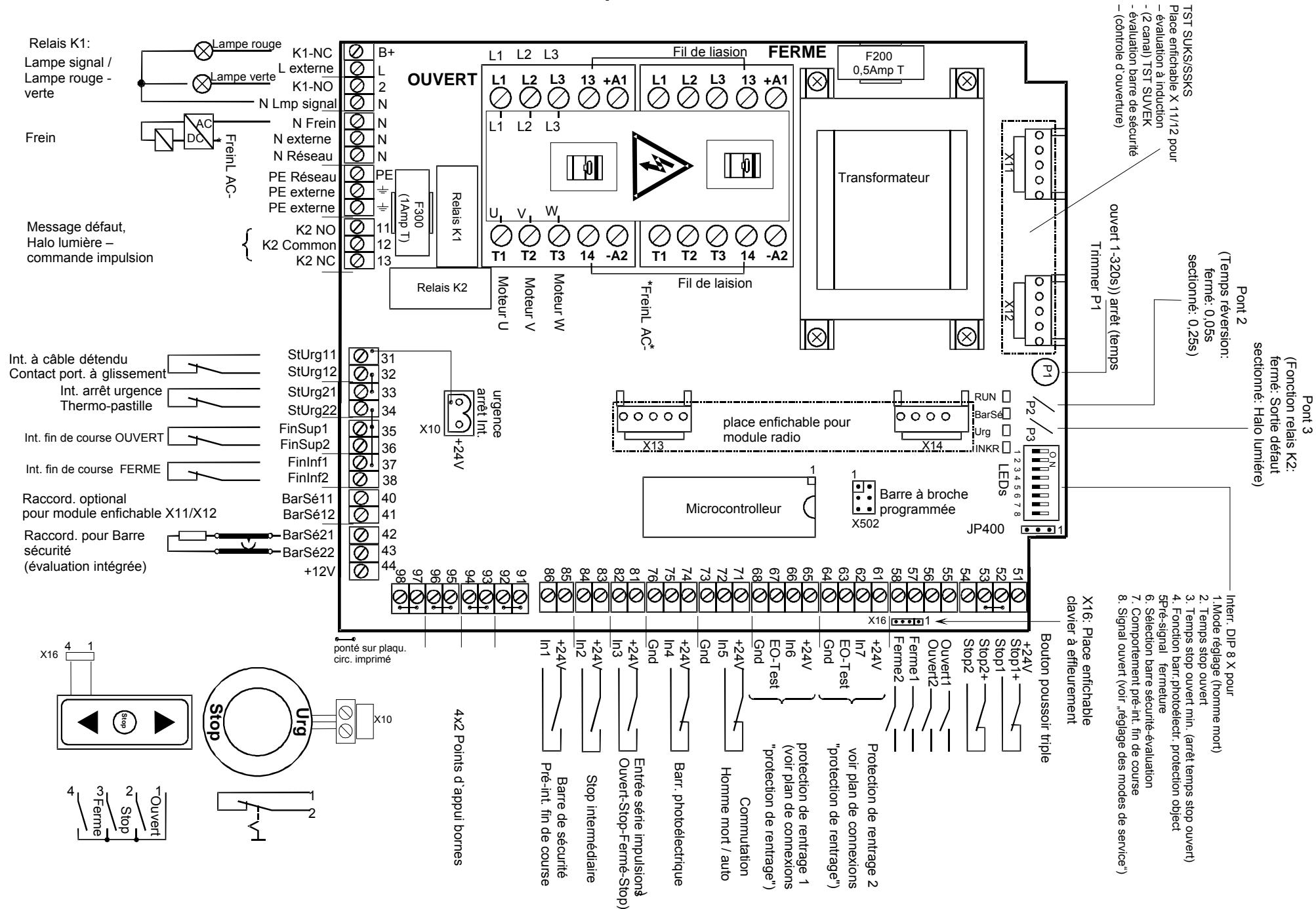CHAMBERLAIN TST-2 - Annexe C: câblage interrupteur de fin de course et moteur (exemple de raccordement 12 brins) - 3