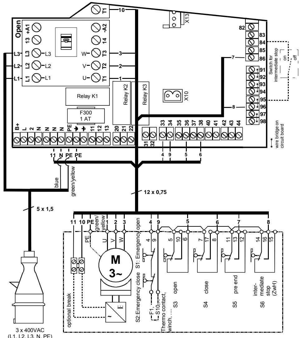 CHAMBERLAIN TST-2 - Appendix C: Wiring of motor and end switches (connection example 2) - 1