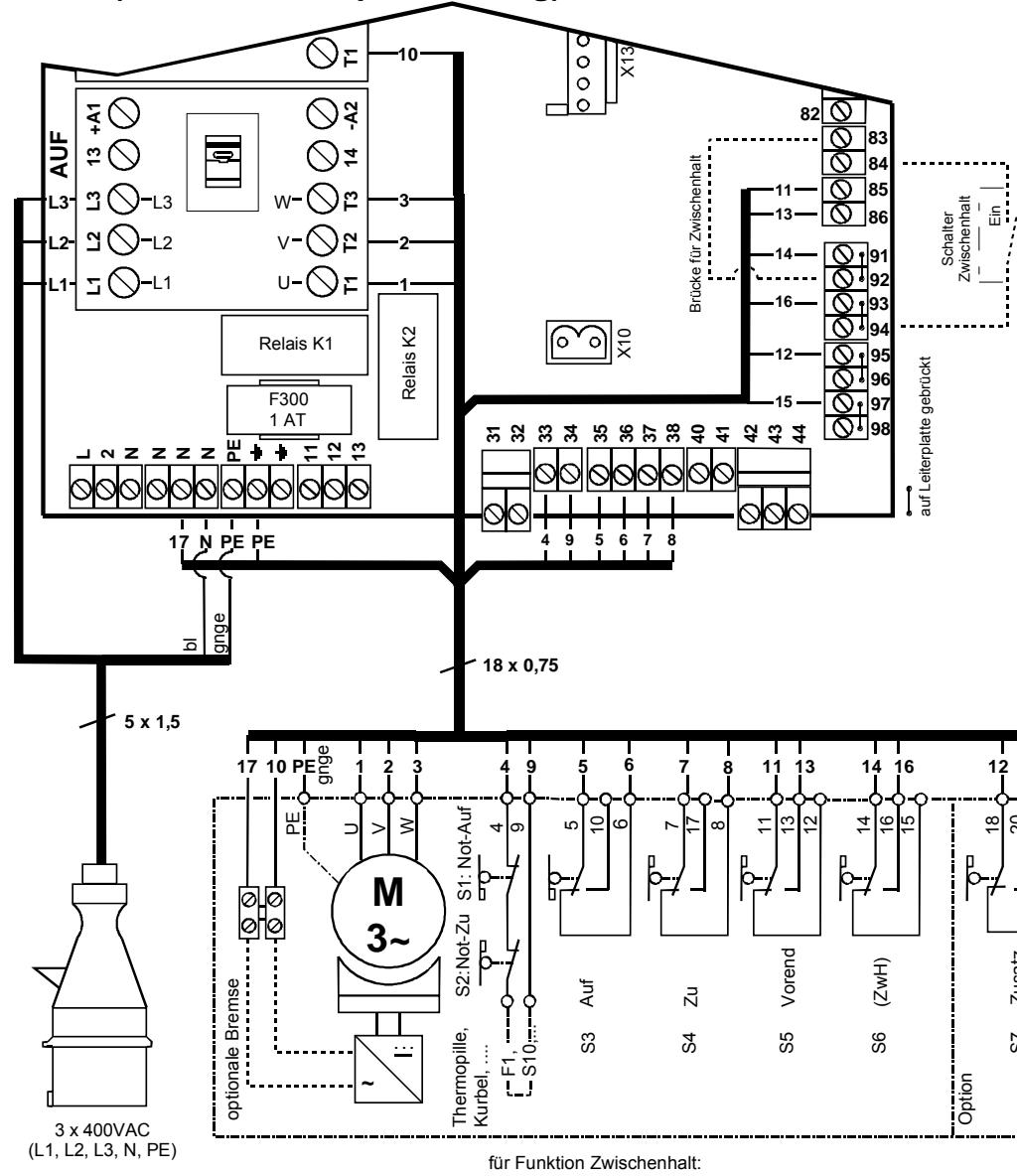 CHAMBERLAIN TST-2 - Anhang B: Motor- und Endschalterverdraught (Anschlussbeispel 18-adrig) - 1