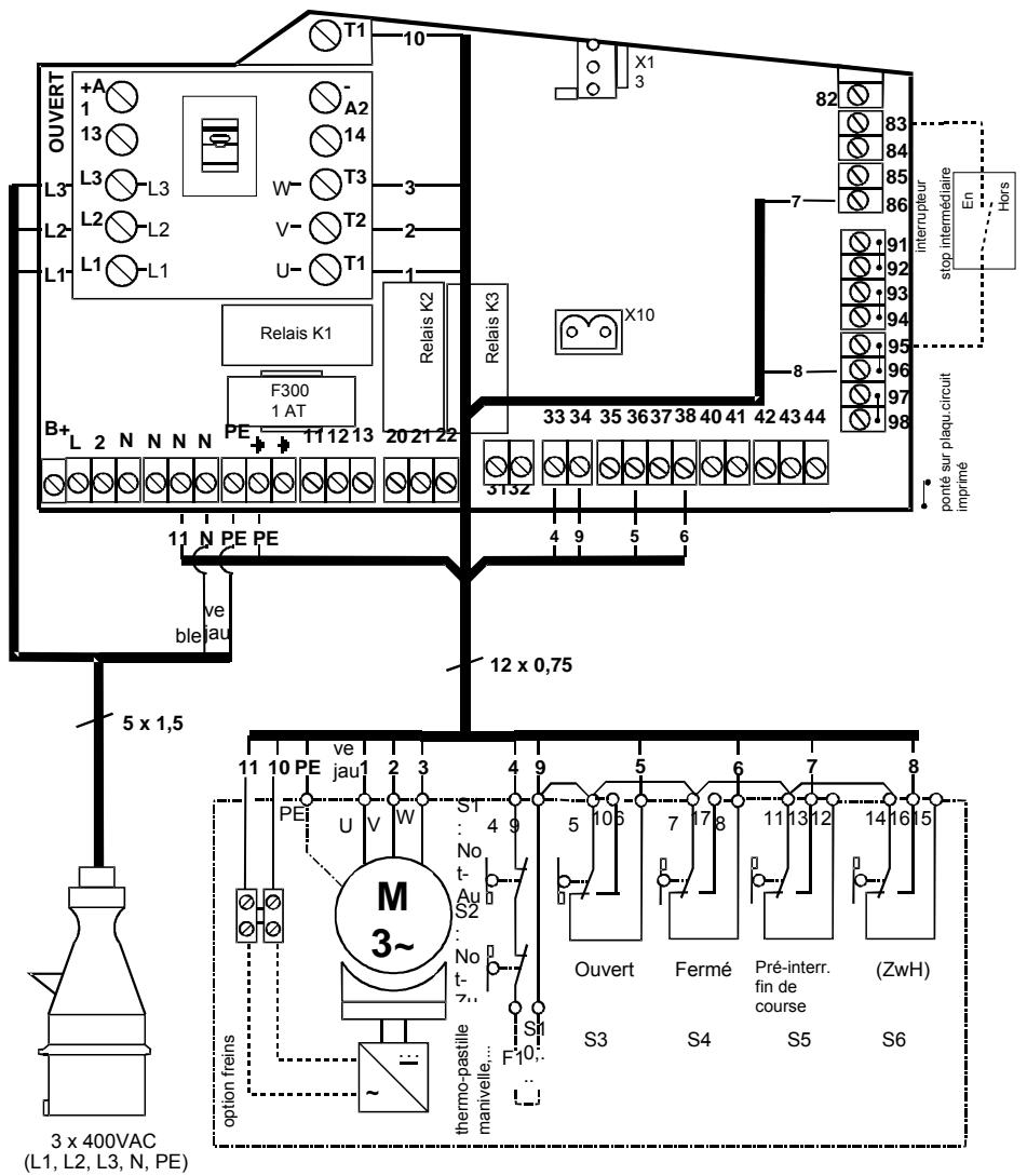 CHAMBERLAIN TST-2 - Annexe C: câblage interrupteur de fin de course et moteur (exemple de raccordement 12 brins) - 1