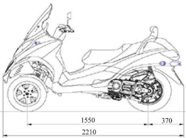 PIAGGIO MP3 500 - Dimensions et masse - 2