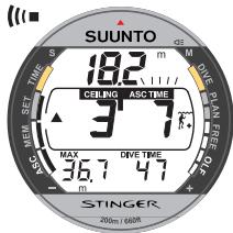 SUUNTO STINGER - PROFONDEUR PLAFOND, ZONE PLAFOND, PLANCHER, ET PLAGE DE DÉCOMPRESSION - 1