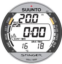 SUUNTO STINGER - INTERVALLE SURFACE APRES UNE PLONGEE AIR/ NITROX - 1