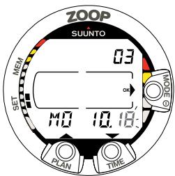 SUUNTO ZOOP - Réglage de l'alarme de profondeur maximale - 6