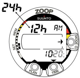 SUUNTO ZOOP - Réglage de l'alarme de profondeur maximale - 5