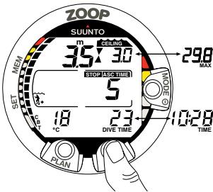 SUUNTO ZOOP - AFFICHAGE EN DESSOUS DE LA PROFONDEUR PLANCHER - 1