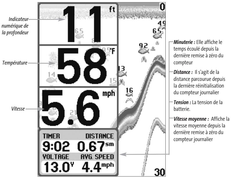 HUMMINBIRD FISHFINDER 595C - Mode d'affichage A gros chiffres - 1
