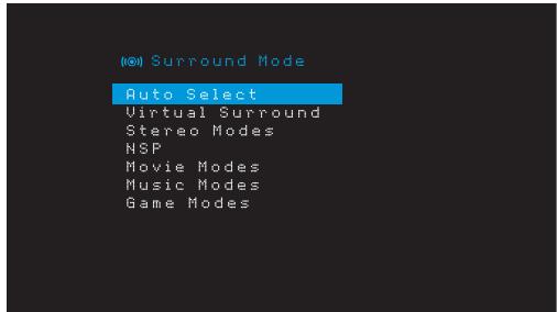 HARMAN KARDON AVR 171 HKTS 35 - Selection d'un mode ambiophonique - 1