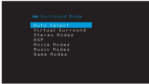 HARMAN KARDON AVR 171S - Selecting a Surround Mode - 1